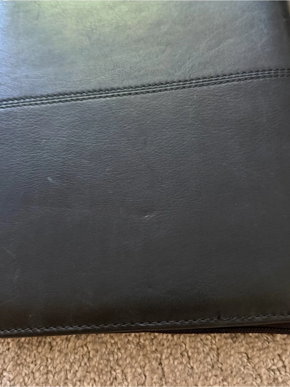 Franklin Covey Black Nappa Classic Leather Planner 7-Ring Binder Organizer Zip